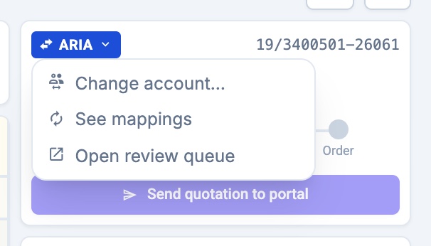The ARIA button's menu.
