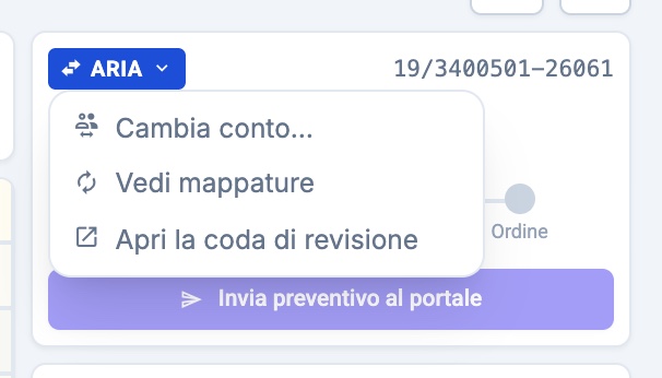 Il menu del pulsante ARIA.